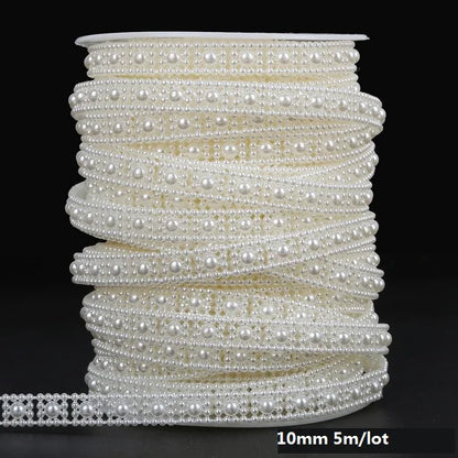 ABS Imitation Ivory Pearl Bead Chain Line Cord Thread Trim for DIY Wedding Party Decoration & Jewelry Findings Craft Accessories Leedoar