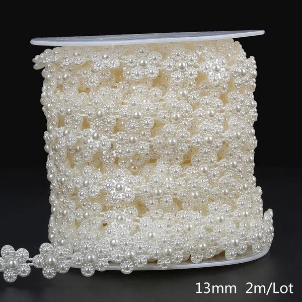 ABS Imitation Ivory Pearl Bead Chain Line Cord Thread Trim for DIY Wedding Party Decoration & Jewelry Findings Craft Accessories Leedoar