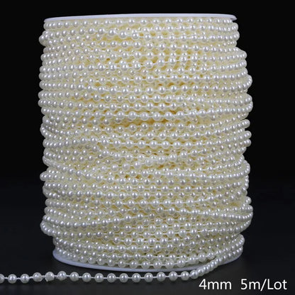 ABS Imitation Ivory Pearl Bead Chain Line Cord Thread Trim for DIY Wedding Party Decoration & Jewelry Findings Craft Accessories Leedoar