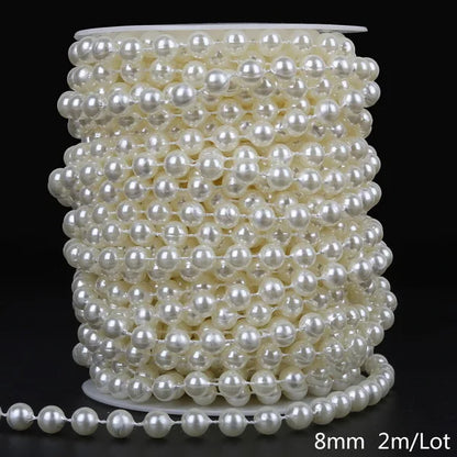 ABS Imitation Ivory Pearl Bead Chain Line Cord Thread Trim for DIY Wedding Party Decoration & Jewelry Findings Craft Accessories Leedoar