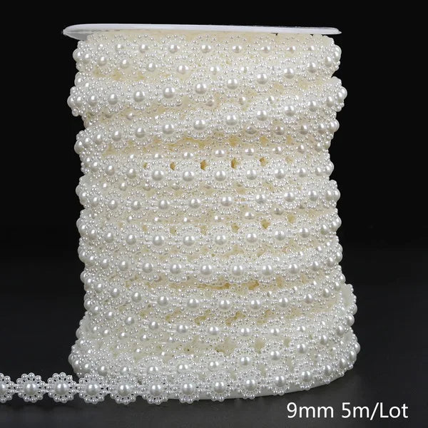 ABS Imitation Ivory Pearl Bead Chain Line Cord Thread Trim for DIY Wedding Party Decoration & Jewelry Findings Craft Accessories Leedoar