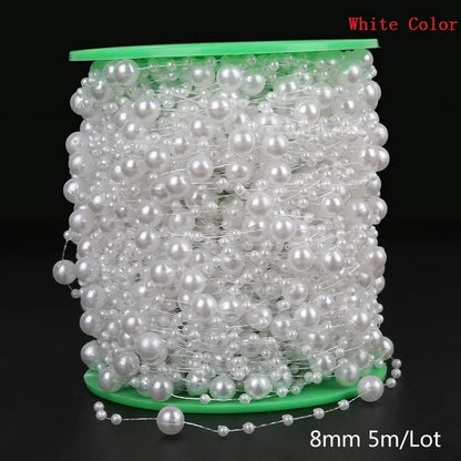 ABS Imitation Ivory Pearl Bead Chain Line Cord Thread Trim for DIY Wedding Party Decoration & Jewelry Findings Craft Accessories Leedoar