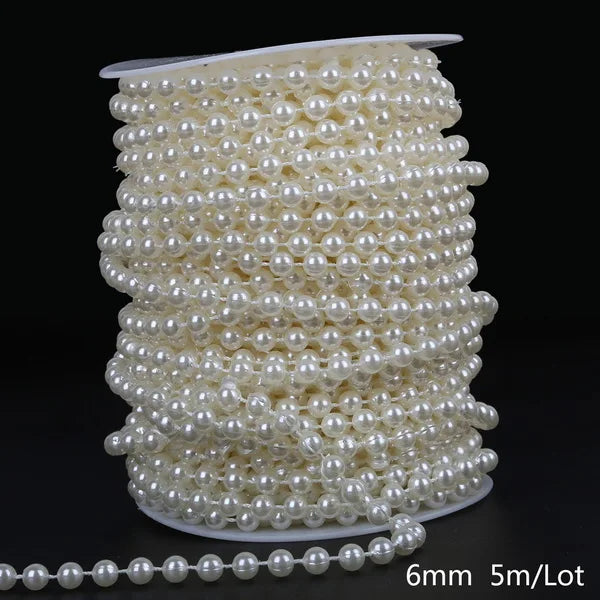 ABS Imitation Ivory Pearl Bead Chain Line Cord Thread Trim for DIY Wedding Party Decoration & Jewelry Findings Craft Accessories Leedoar
