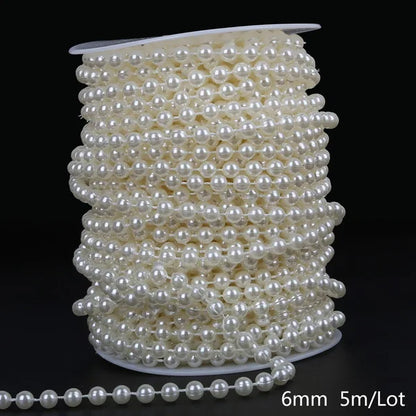 ABS Imitation Ivory Pearl Bead Chain Line Cord Thread Trim for DIY Wedding Party Decoration & Jewelry Findings Craft Accessories Leedoar