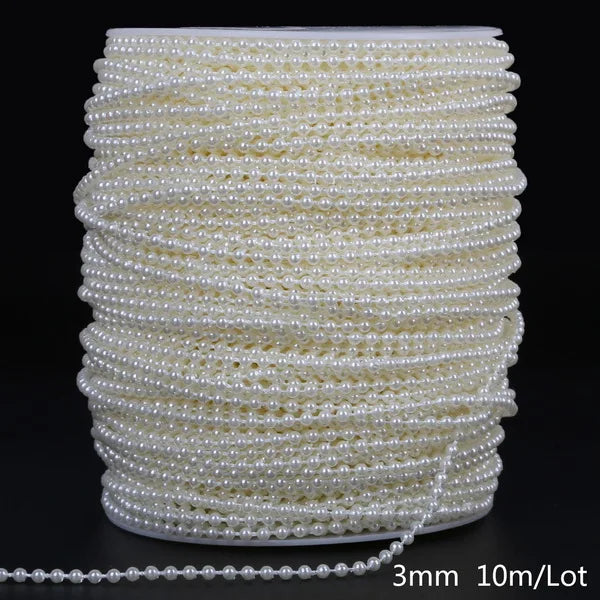 ABS Imitation Ivory Pearl Bead Chain Line Cord Thread Trim for DIY Wedding Party Decoration & Jewelry Findings Craft Accessories Leedoar