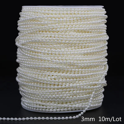 ABS Imitation Ivory Pearl Bead Chain Line Cord Thread Trim for DIY Wedding Party Decoration & Jewelry Findings Craft Accessories Leedoar