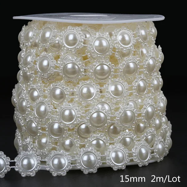 ABS Imitation Ivory Pearl Bead Chain Line Cord Thread Trim for DIY Wedding Party Decoration & Jewelry Findings Craft Accessories Leedoar