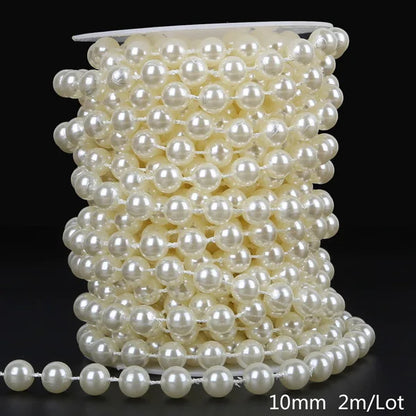 ABS Imitation Ivory Pearl Bead Chain Line Cord Thread Trim for DIY Wedding Party Decoration & Jewelry Findings Craft Accessories Leedoar