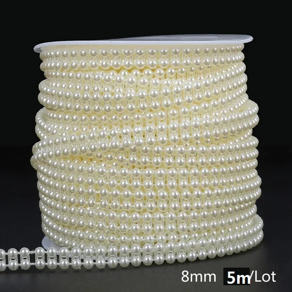 ABS Imitation Ivory Pearl Bead Chain Line Cord Thread Trim for DIY Wedding Party Decoration & Jewelry Findings Craft Accessories Leedoar