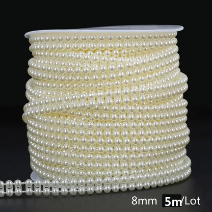 ABS Imitation Ivory Pearl Bead Chain Line Cord Thread Trim for DIY Wedding Party Decoration & Jewelry Findings Craft Accessories Leedoar