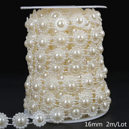 ABS Imitation Ivory Pearl Bead Chain Line Cord Thread Trim for DIY Wedding Party Decoration & Jewelry Findings Craft Accessories Leedoar
