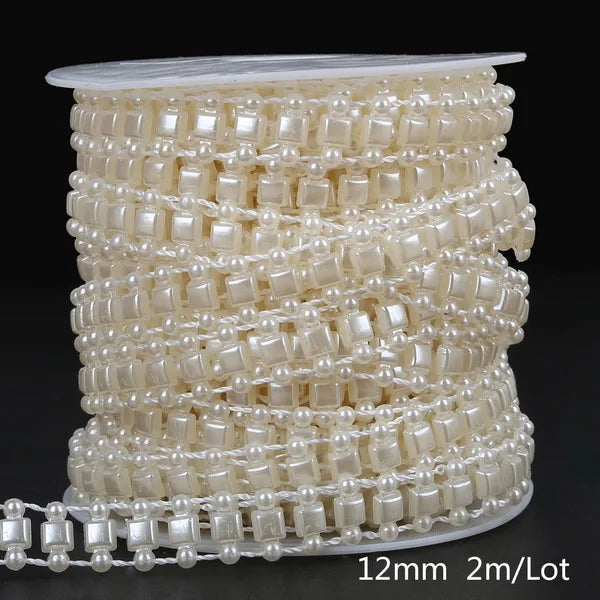 ABS Imitation Ivory Pearl Bead Chain Line Cord Thread Trim for DIY Wedding Party Decoration & Jewelry Findings Craft Accessories Leedoar