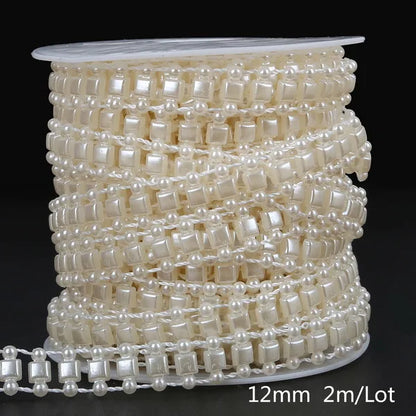 ABS Imitation Ivory Pearl Bead Chain Line Cord Thread Trim for DIY Wedding Party Decoration & Jewelry Findings Craft Accessories Leedoar
