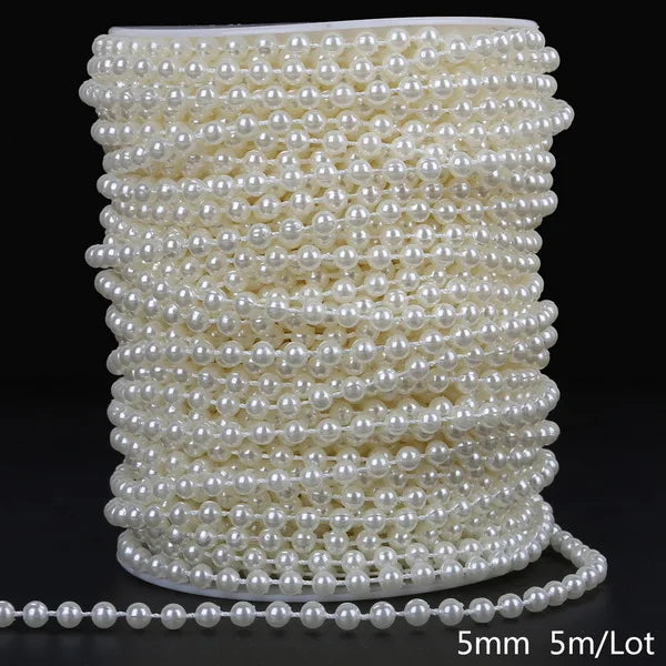 ABS Imitation Ivory Pearl Bead Chain Line Cord Thread Trim for DIY Wedding Party Decoration & Jewelry Findings Craft Accessories Leedoar
