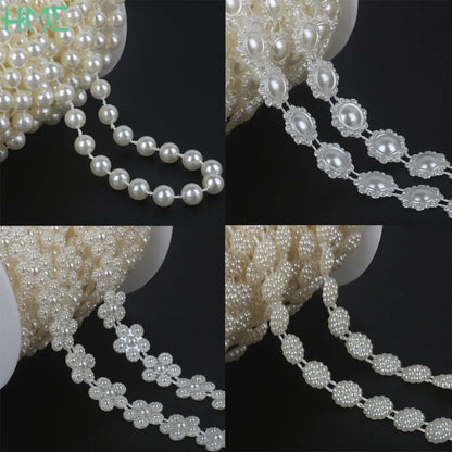 ABS Imitation Ivory Pearl Bead Chain Line Cord Thread Trim for DIY Wedding Party Decoration & Jewelry Findings Craft Accessories Leedoar