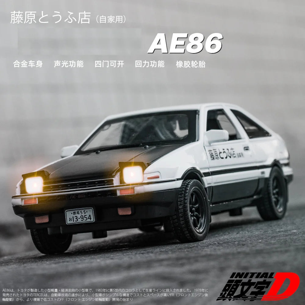 AE86 Alloy Car Models Toys 1/32 Initial D Metal Diecast Initial D Exquisite Workmanship Car With Pull Back Toys Gifts for Boy ﻿ Leedoar