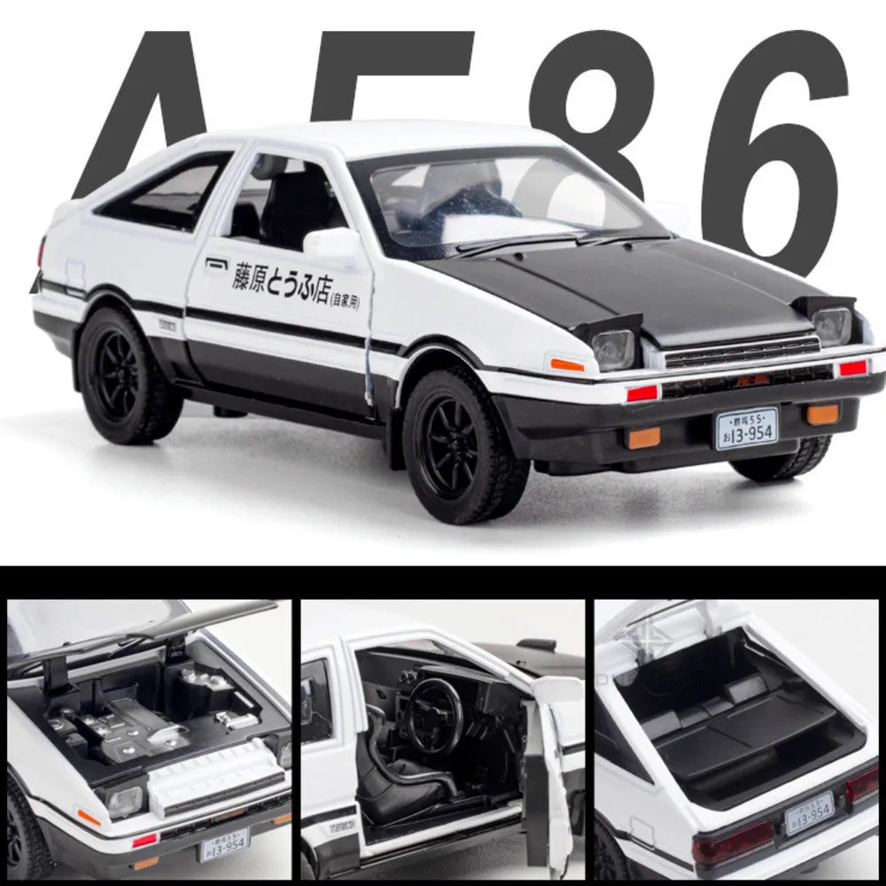 AE86 Alloy Car Models Toys 1/32 Initial D Metal Diecast Initial D Exquisite Workmanship Car With Pull Back Toys Gifts for Boy ﻿ Leedoar