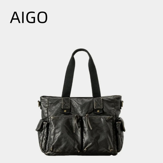 AIGO Vintage Large Capacity Women Luxury Designer Handbag Tote Bag Retro Shoulder Crossbody Bags Quality Punk Bag сумка bolsas