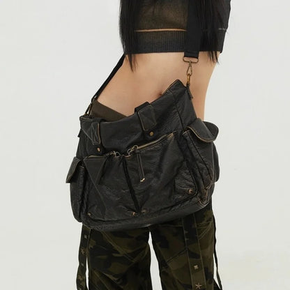 AIGO Vintage Large Capacity Women Luxury Designer Handbag Tote Bag Retro Shoulder Crossbody Bags Quality Punk Bag сумка bolsas