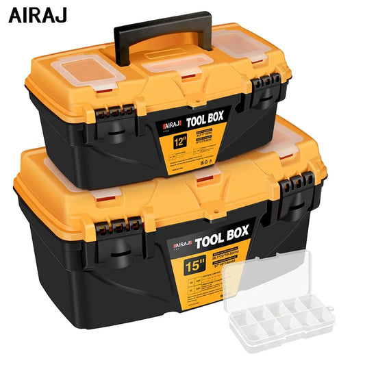 AIRAJ 12/15 Inch Hardware Toolbox, Plastic Thick Combination Suitcase Electrician Carpenter Electric Drill Storage Box Leedoar