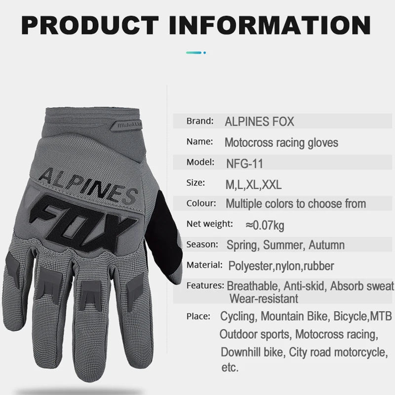 ALPINES FOX Adult Motocross Gloves Race Dirtpaw Bike Gloves BMX ATV Enduro Racing Off-Road Mountain Bicycle Cycling Guantes Leedoar