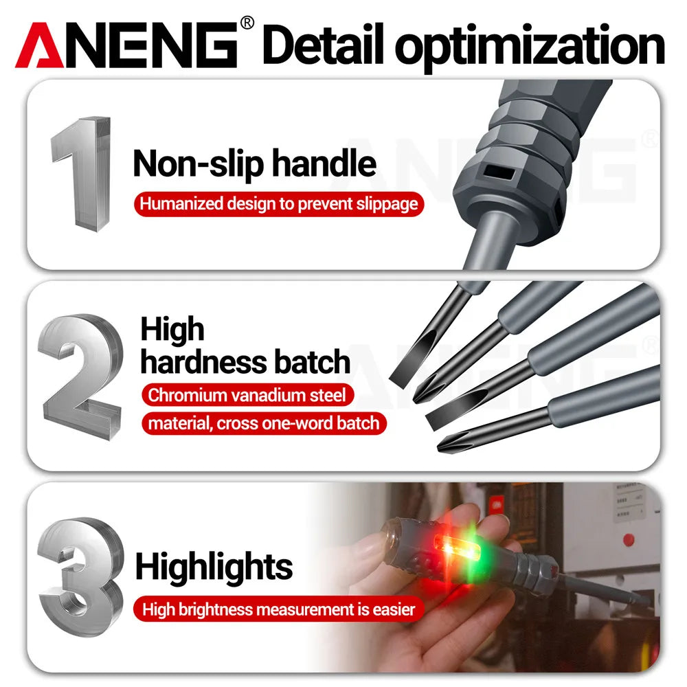 ANENG B05 Word/cross Screwdrivers Neon Bulb Indicator Meter Electric Pen Insulated Electrician Highlight Pocket Tester Pen Tools Leedoar