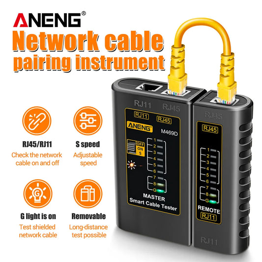 ANENG M469D Cable lan tester Network Cable Tester RJ45 RJ11 RJ12 CAT5 UTP LAN Cable Tester Networking Tool Network Repair