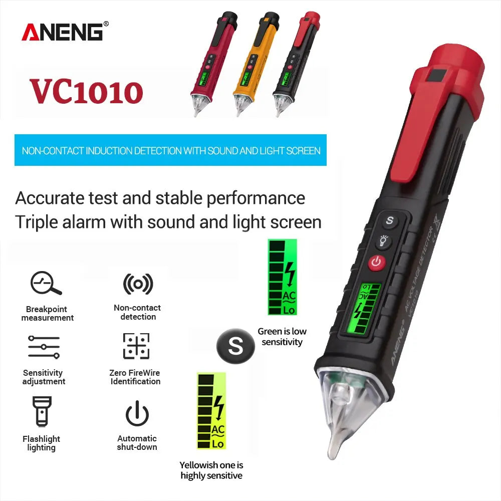 ANENG VC1010 Digital Smart AC/DC Voltage Detectors Non-Contact Tester Pen Meter 12-1000V Current Electric Sensor Test Pencil Leedoar