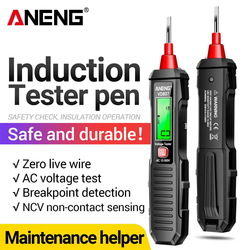 ANENG VD807 Smart Induction Tester Pen AC 12-300V Voltage Tester NCV Sensor Wire Detector 50/60Hz Professional Electrician Tool