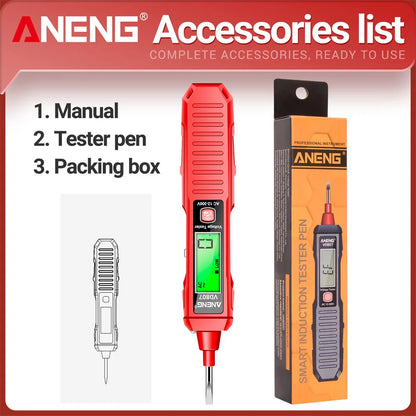 ANENG VD807 Smart Induction Tester Pen AC 12-300V Voltage Tester NCV Sensor Wire Detector 50/60Hz Professional Electrician Tool