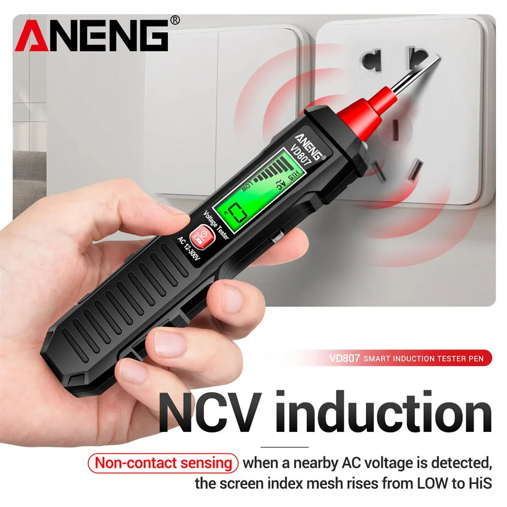 ANENG VD807 Smart Induction Tester Pen AC 12-300V Voltage Tester NCV Sensor Wire Detector 50/60Hz Professional Electrician Tool