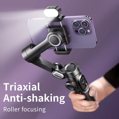 AOCHUAN 3-Axis Handheld Gimbal Stabilizer para Smartphone com luz de preenchimento para iPhone Android Face Tracking Tiktok Vlog Smart XE 