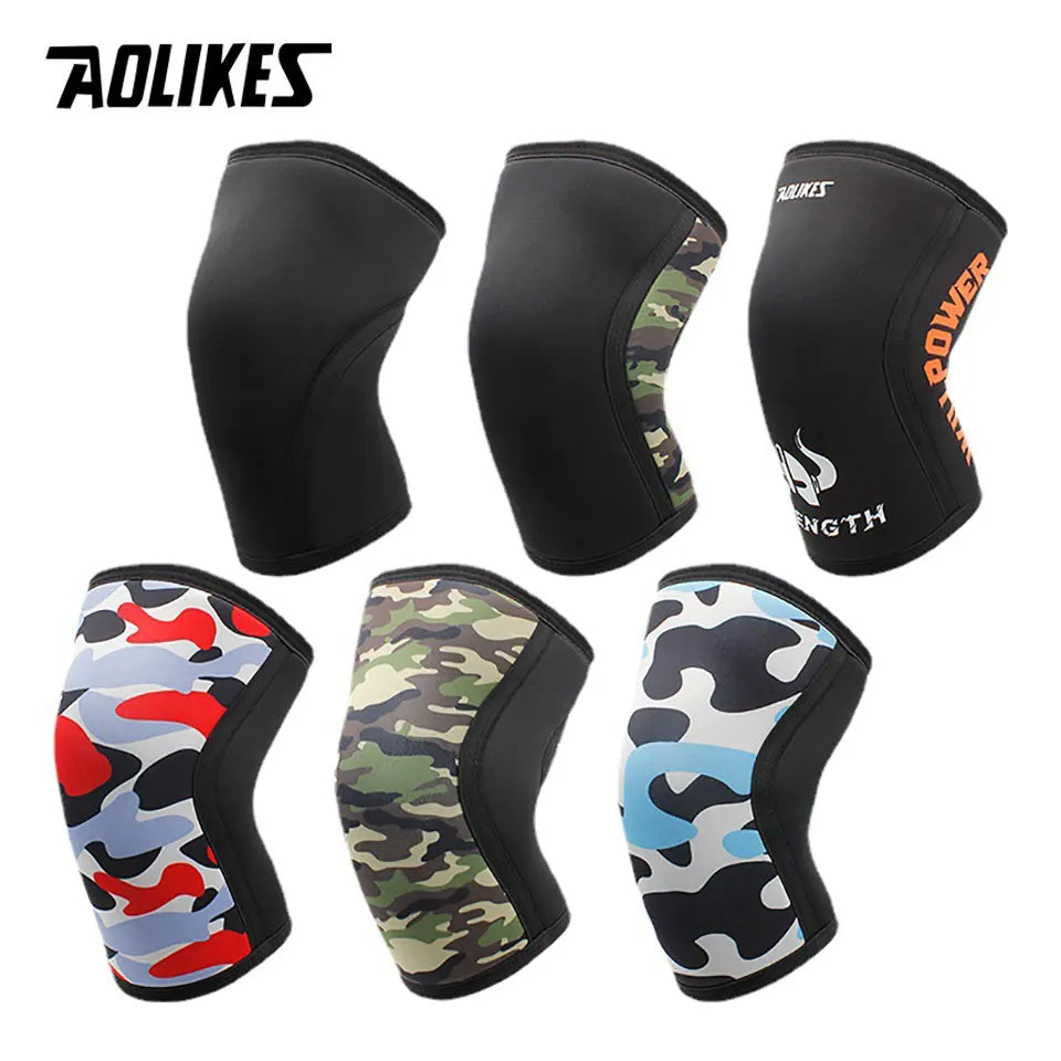 AOLIKES 1 Par 7mm Neoprene Sports Kneepads Compressão Halterofilismo Pressionado Crossfit Treinamento Joelheiras Suporte Mulheres Homens 