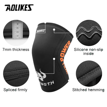 AOLIKES 1 Par 7mm Neoprene Sports Kneepads Compressão Halterofilismo Pressionado Crossfit Treinamento Joelheiras Suporte Mulheres Homens 