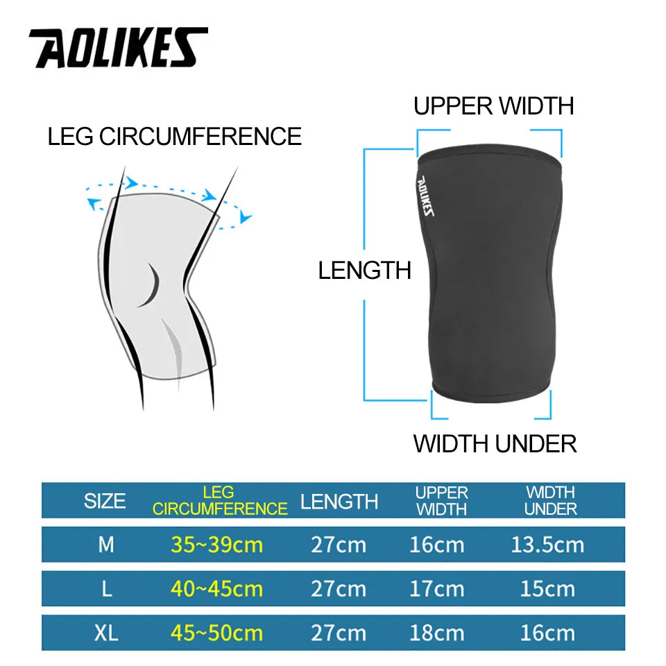 AOLIKES 1 Par 7mm Neoprene Sports Kneepads Compressão Halterofilismo Pressionado Crossfit Treinamento Joelheiras Suporte Mulheres Homens 