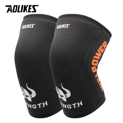 AOLIKES 1 par de rodilleras deportivas de neopreno de 7 mm, rodilleras de compresión para levantamiento de pesas, rodilleras de entrenamiento Crossfit con presión, soporte para mujeres y hombres 