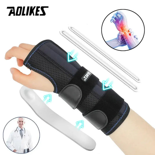 AOLIKES 1PCS Wrist Brace for Carpal Tunnel Arthritis, Wrist Support with Splints Compression Hand Support for Tendonitis Sprain Leedoar