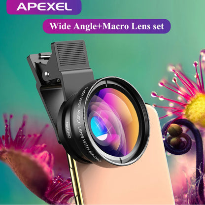 APEXEL Nova Lente Super Grande Angular HD 37MM 0,45x com Lente Super Macro 12,5x para iPhone Samsung Smartphones Kit de lentes para câmera de celular 