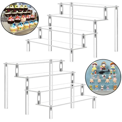 Acrylic Organizer 2-4 Layers Acrylic Display Rack Transparent Ladder Shelf Anime Car Perfume Food Storage Display Stand 1PC Leedoar