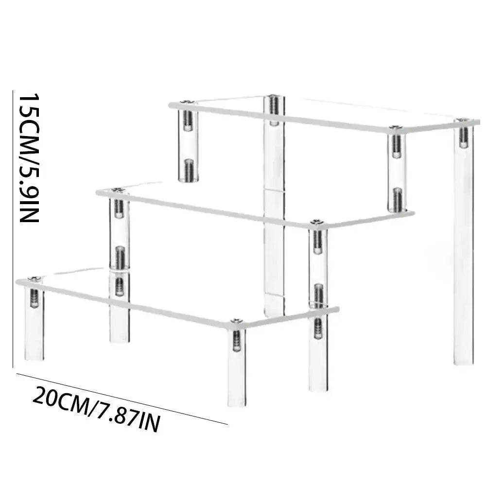 Acrylic Organizer 2-4 Layers Acrylic Display Rack Transparent Ladder Shelf Anime Car Perfume Food Storage Display Stand 1PC Leedoar