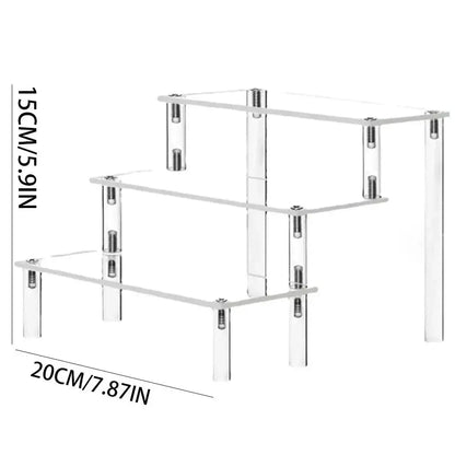 Acrylic Organizer 2-4 Layers Acrylic Display Rack Transparent Ladder Shelf Anime Car Perfume Food Storage Display Stand 1PC Leedoar