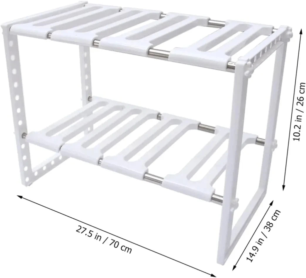 Adjustable 2-Tier Under Sink Organizer with Removable Panels for Bathroom Storage Leedoar