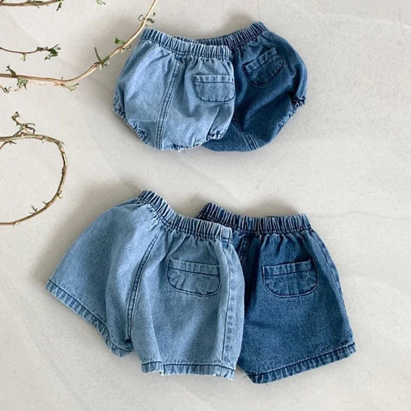 Adorable Baby Boys Shorts Summer Casual Denim Short Pants for Toddler Girls Pockets Design Clothing Children Jeans Pants 0-24M Leedoar