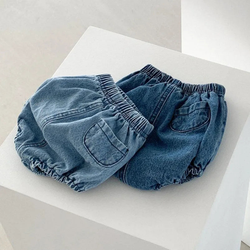 Adorable Baby Boys Shorts Summer Casual Denim Short Pants for Toddler Girls Pockets Design Clothing Children Jeans Pants 0-24M Leedoar