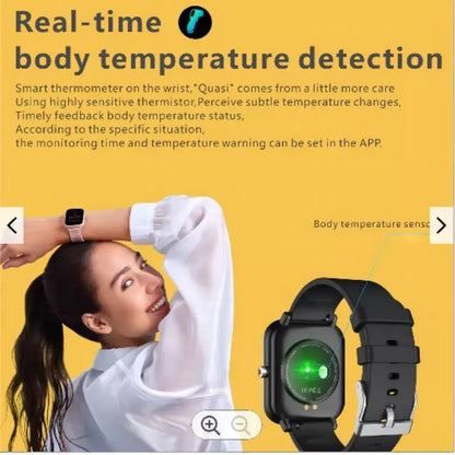 Q9pro Smart Watch 1.7 Inch Big Screen Body Temperature Heart Rate Blood Oxygen IP68 Waterproof Men Women Sports Smartbracelet Leedoar