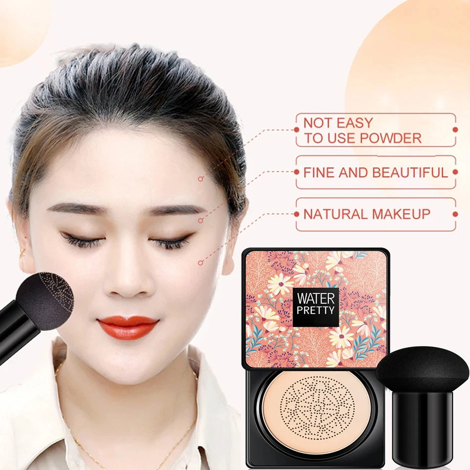 Air Cushion CC Cream Mushroom Head Foundation Moisturizing Long Lasting Face Comestics Natural Brighten Face Base Tone Make Up Leedoar