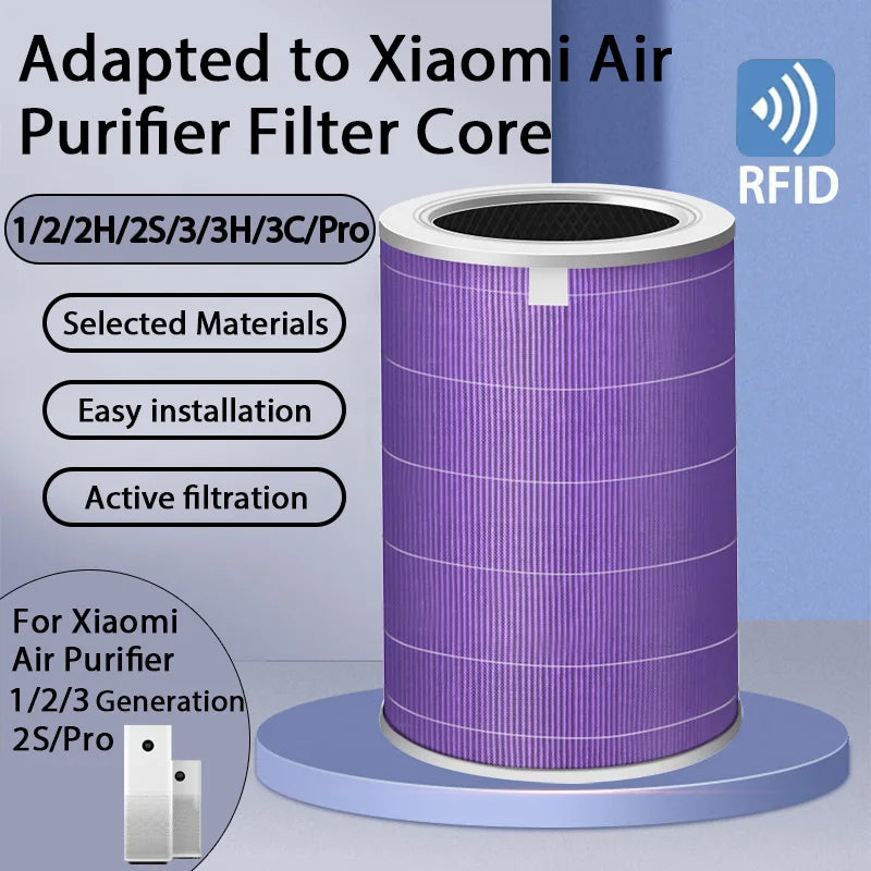 Filtro de ar para purificador de ar Xiaomi Pro/1/2/3/2H/2C/2S/3H/3C Filtro de névoa de carbono antibacteriano Filtro de formaldeído Purificador de ar 