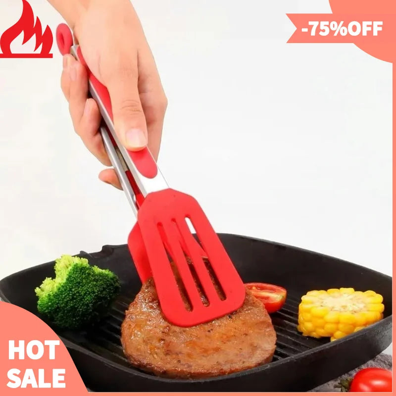 Air fryer Oven Stainless Steel Food Clip With Bracket 9 Inch Silicone Clip Silicone Clip Bread Food Anti-Scald Grill Buffet Clip Leedoar