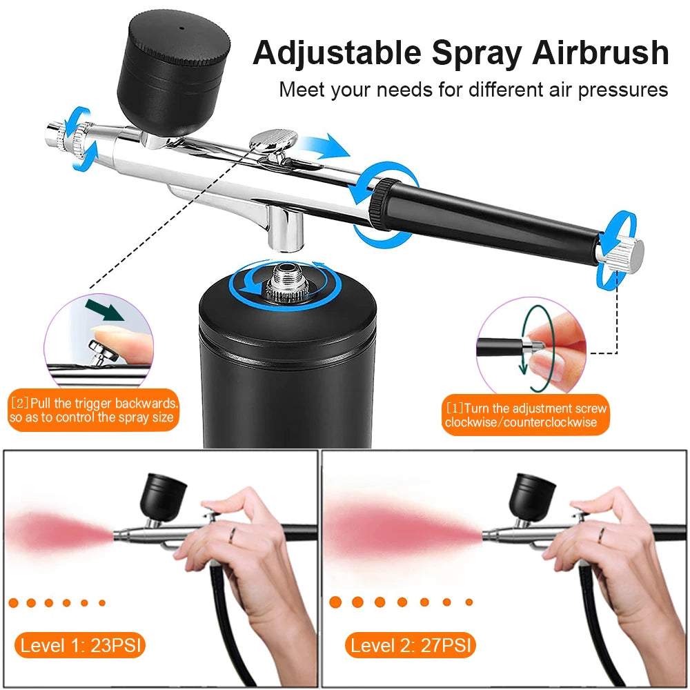 Airbrush Nails Art Painting Compressor Portátil Air Brush Bolo Paint Spray Gun Sem Fio Mini Airbrush Para Decoração De Unhas Maquiagem