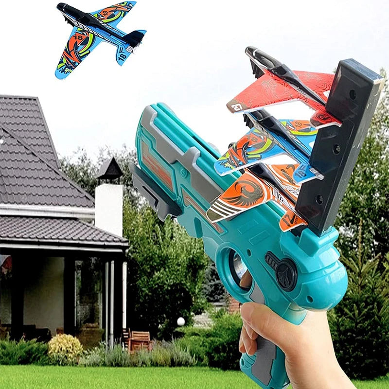 Airplane Launcher Toy Children Throwing Foam Plane Flight Mode Catapult Plane for Kids Boys Outdoor Sport Flying Toys Gifts Leedoar